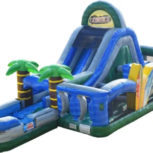 XTREME TROPICAL Obstacle Course w/ Double Lane Water Slides (16' H x 42' L x 16' W)