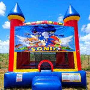 Sonic the Hedgehog themed inflatable bounce house