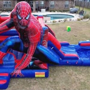 Spider-Man inflatable bounce house and water slide combo